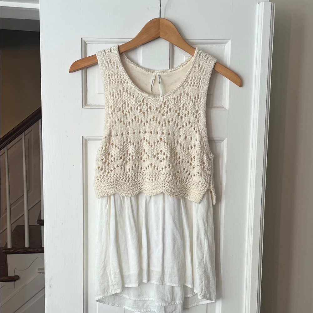 Anthropologie Cream Knit Tank Top